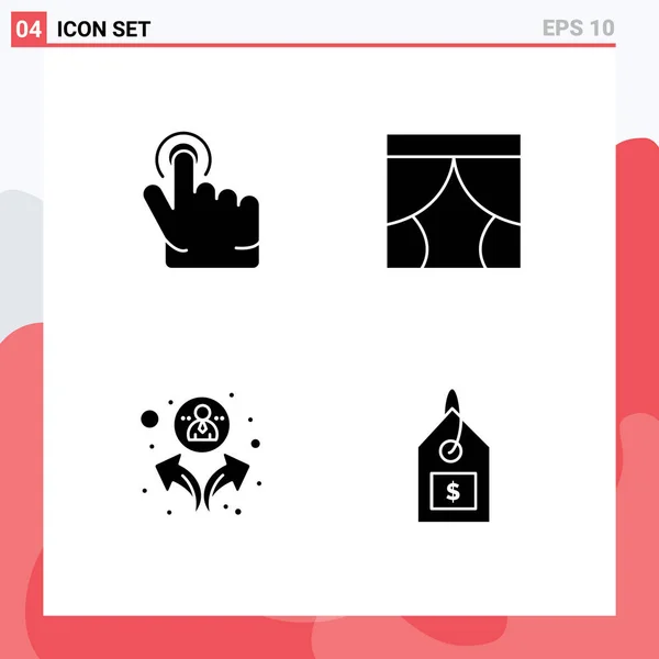 Creative Icons Modern Signs Sysymbols Click People Curtain Theater Tag — Vector de stock
