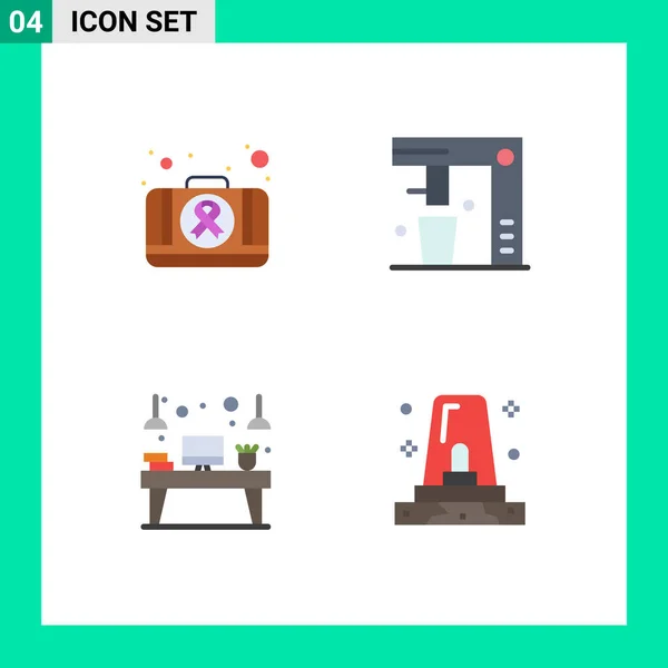 Thematic Vector Flat Icons Editable Symbols First Aid Desk Medical — Stock Vector