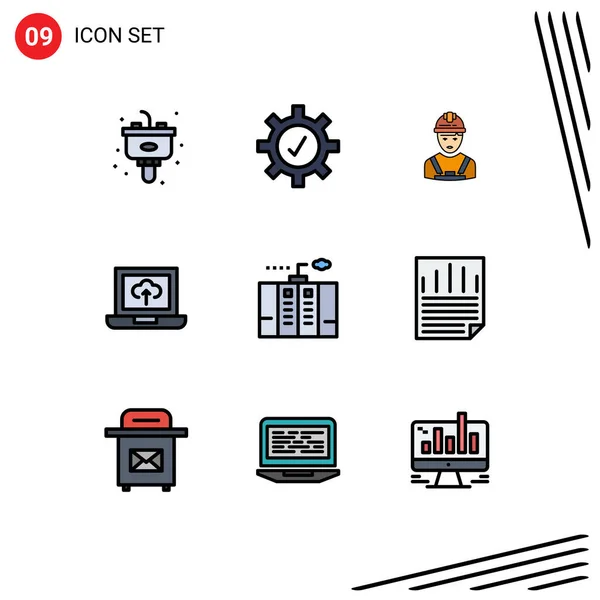 Creative Icons Modern Signs Sysymbols Energy Electricity Industry Arrow Laptop — Vector de stock