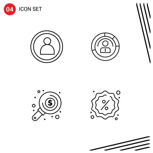 Line Pack Mit Universellen Symbolen Für Scheibe Benutzer Diagramm Menschen — Stockvektor