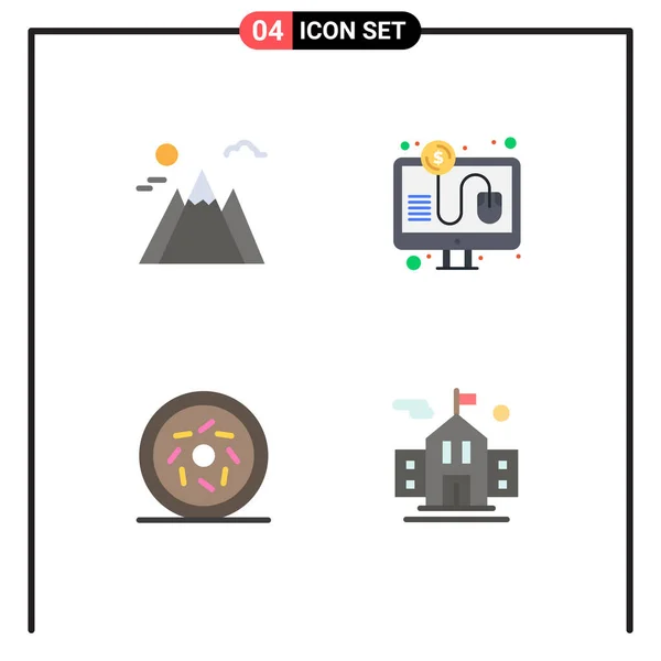 Universal Icon Symbols Group Modern Flat Ikonok Táj Édes Kattintás — Stock Vector