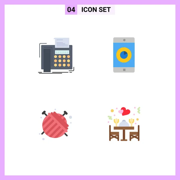 Mobile Interface Flat Icon Set Pictograms Fax Ball Telefax Mobile — 스톡 벡터