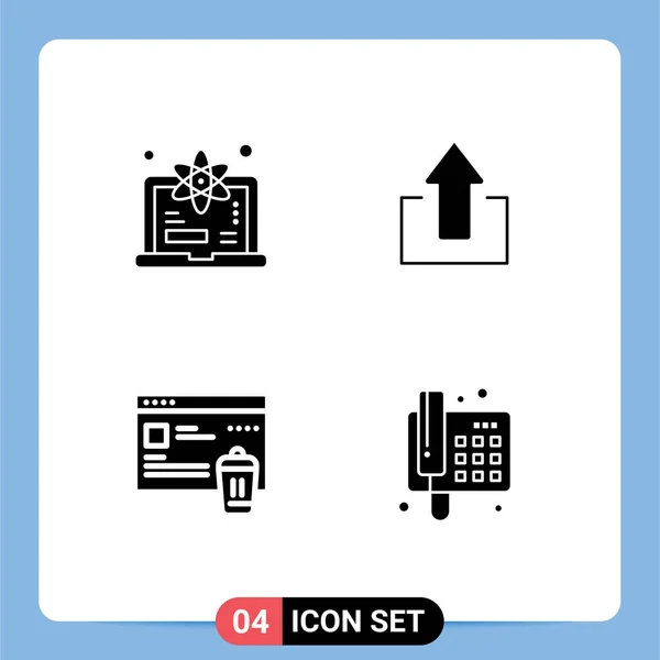 Modernes Set Von Solid Glyphen Und Symbolen Wie Computer Ordner — Stockvektor