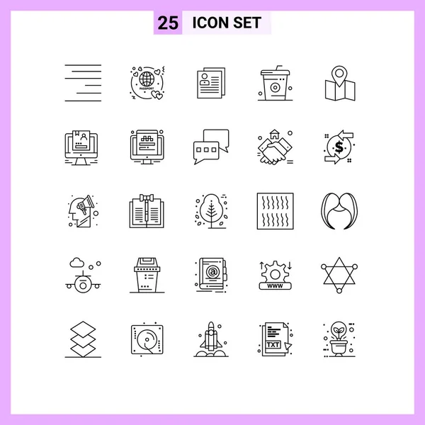 Set Modern Icons Sysymbols Signs Meal Drinks Cooking Personal Editable — Vector de stock
