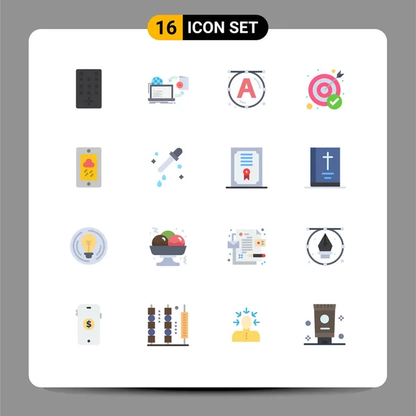 Interface Usuário Flat Color Pack Modern Signs Symbols Weather Mobile — Vetor de Stock