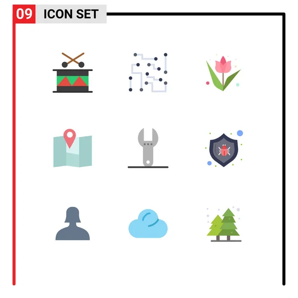 Universal Icon Symbols Group Modern Flat Colors Schlüssel Pin Science — Stockvektor