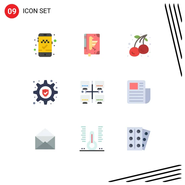 Vector Flat Colors Grid Local Area Cherries Setting Lock Editable — 스톡 벡터