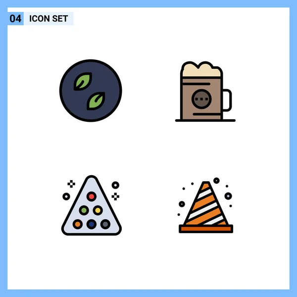 전형적 Vector Filledline Flat Colors Editable Symbols Ecology Billiards Nature — 스톡 벡터