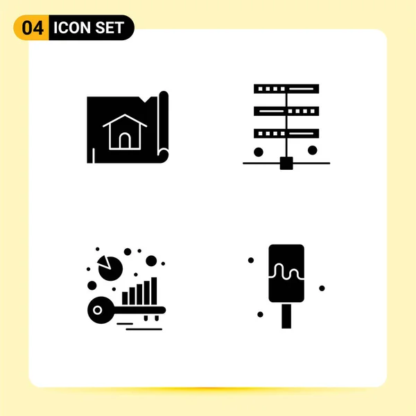 Universal Solid Glyphs Set Voor Web Mobiele Toepassingen Bouwen Benchmarking — Stockvector