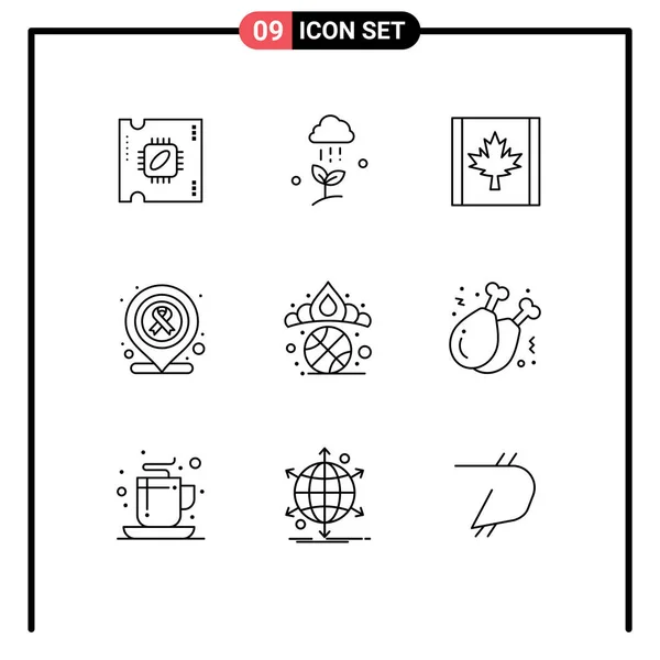 Pack Modern Outlines Signs Symbols Web Print Media King Crown — Stock Vector