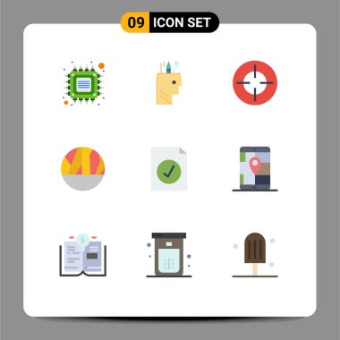 9 Modern Düz Renk Grubu, cilt enfeksiyonu, okul, enfeksiyon, hedef: Düzenlenebilir Vektör Tasarım Elemanları