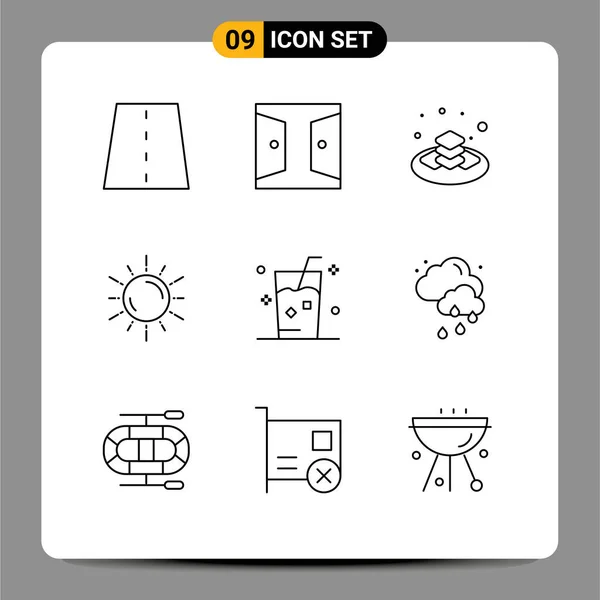 Set Commercial Outlines Pack Astronomy Space Home Sun Gift Editable — Stock Vector