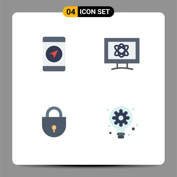 Paquete Interfaz Usuario Iconos Peso Básico Elementos Móviles Cerrados Atómicos — Vector de stock