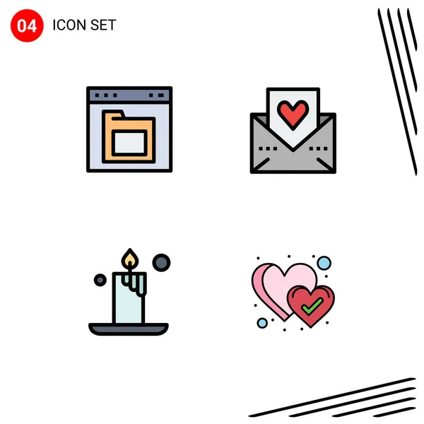 Icone Creative Segni Moderni Simboli Del Browser Ringraziamento Cartella Amore — Vettoriale Stock