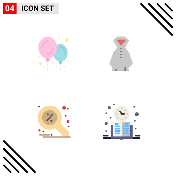 Set Commercial Flat Icons Pack Baby Stuff Book Rain Find — Archivo Imágenes Vectoriales