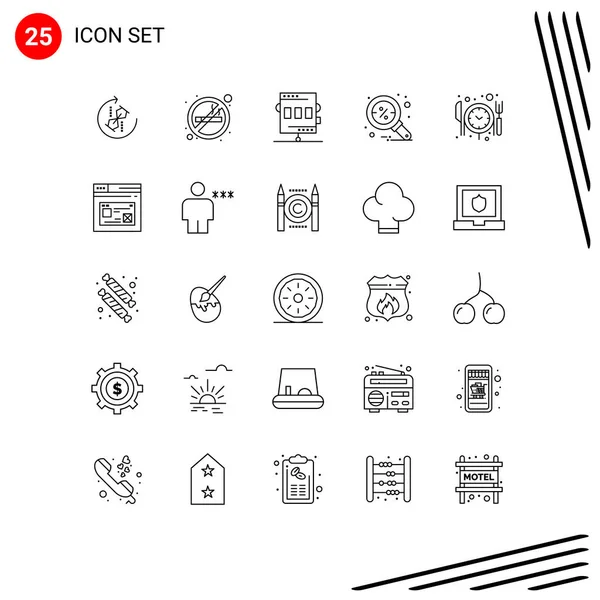 Universal Icon Symbols Group Modern Lines Search Find Smoking Discount — Stockvektor