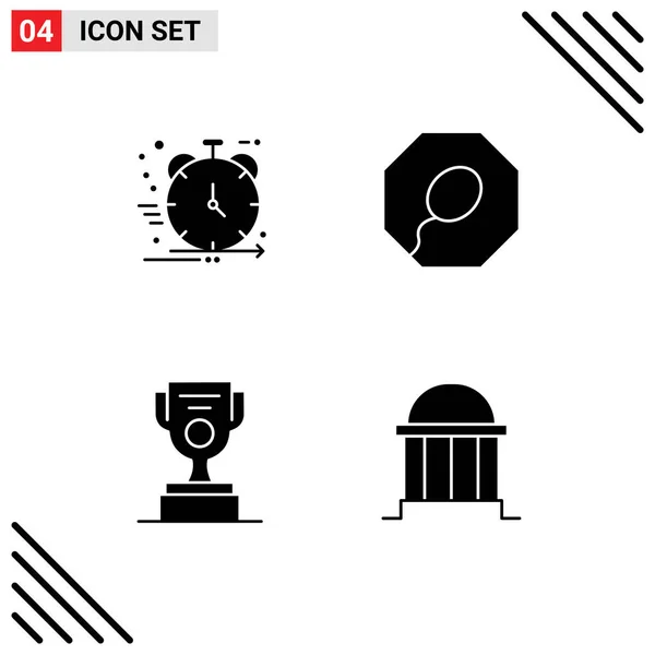 Grupo Universal Símbolos Icono Glifo Sólido Moderno Productos Premios Desarrollo — Archivo Imágenes Vectoriales