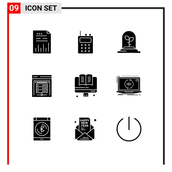 Pictogram Set Van Eenvoudige Solid Glyphs Van Terug Naar School — Stockvector