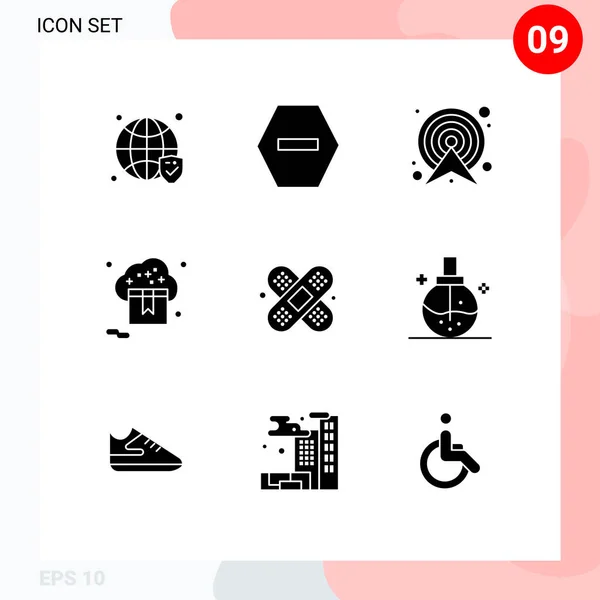 Universal Icon Symbols Group Modern Solid Glyphen Aid Store Target — Stockvektor