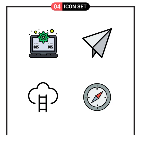 支撑物 导航矢量设计元素等4个简单直线平面颜色的象形文字集 — 图库矢量图片