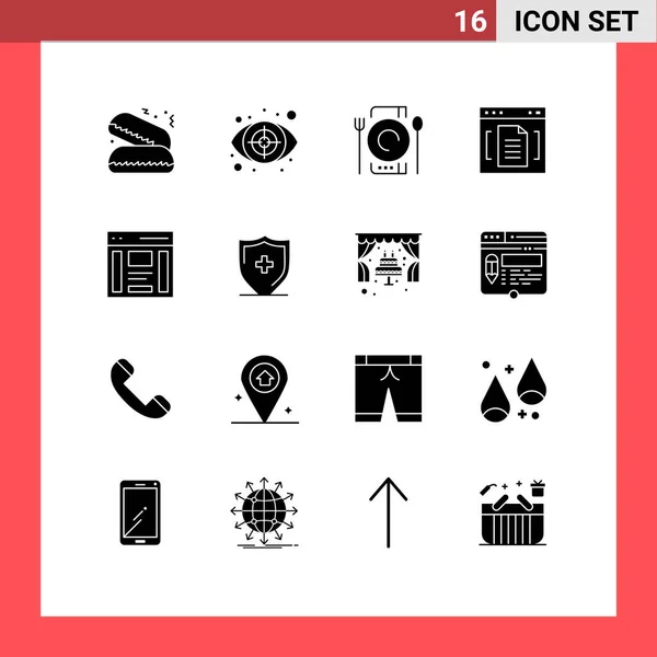 Pictogramme Ensemble Glyphes Solides Simples Interface Interface Restauration Fichier Navigateur — Image vectorielle