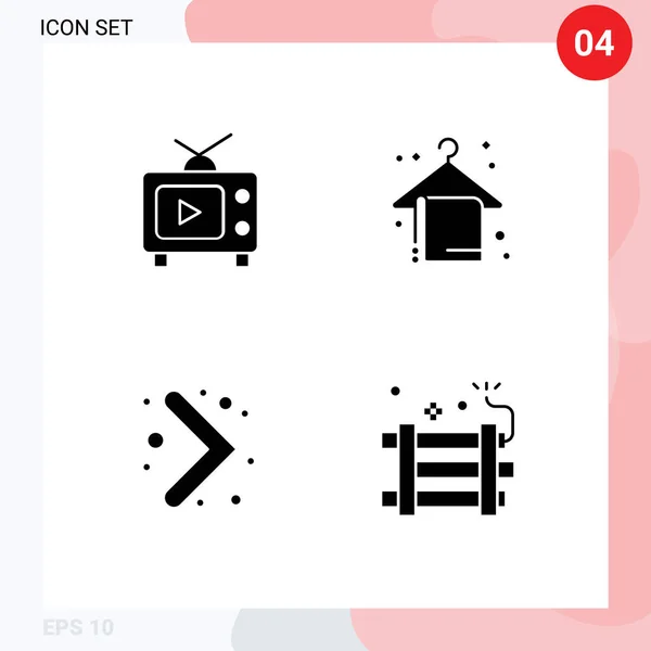 Set Modern Icons Sysymbols Signs Navigation Video Holiday Bomb Editable — Vector de stock