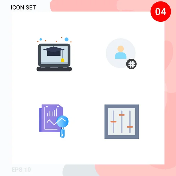 Pictogram Set Simple Flat Icons Education Static Follow Twitter Computing — 스톡 벡터