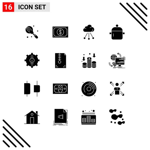 Universal Icon Symbols Group Modern Solid Glyphs Kitchen Drink Watch — Stock Vector