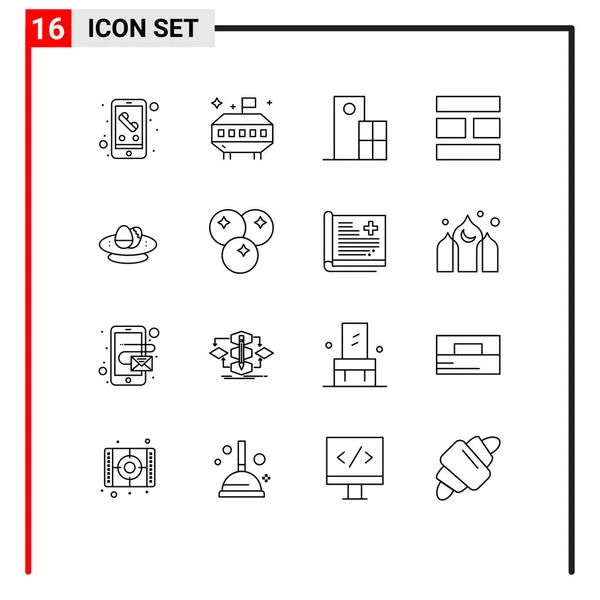 16庆祝 建筑物 可编辑向量设计元素的符号 — 图库矢量图片