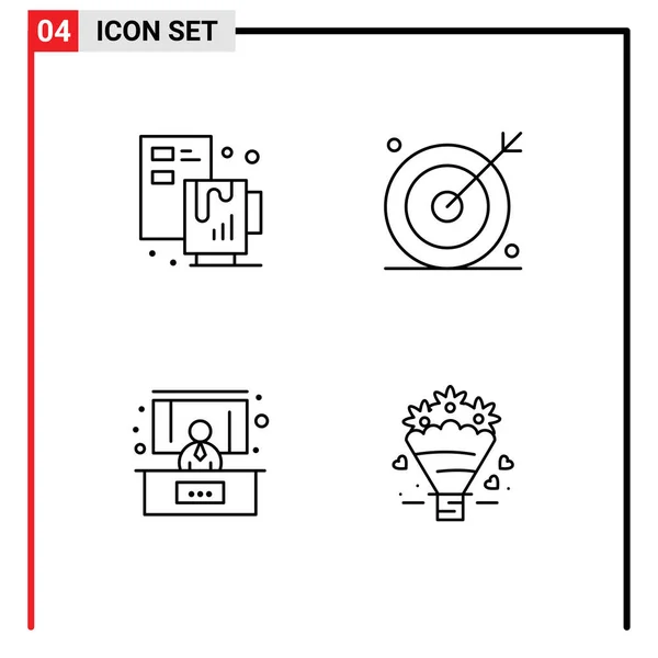 株式ベクトルアイコン4行の記号と記号のパック創造的な ファイル 最適化 セミナーのための編集可能なベクトルデザイン要素 — ストックベクタ