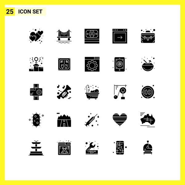 Stock Vector Icon Pack Mit Zeilenzeichen Und Symbolen Für Koffer — Stockvektor