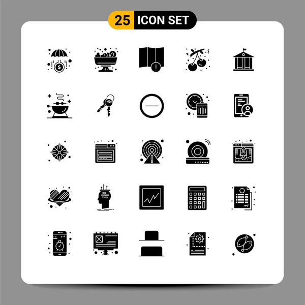 一组25个现代实体象形文字集 用于货币 覆盆子可编辑向量设计元素 — 图库矢量图片