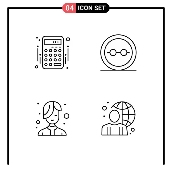 Mobile Interface Line Set Pictograms Accounting Beauty Money Geek Hair — Stock Vector