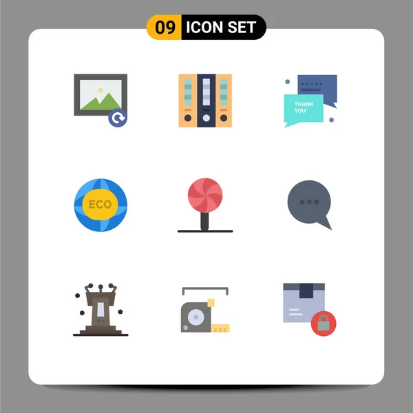 User Interface Flat Color Pack Modern Signs Symbols Festival Eco — Stockový vektor