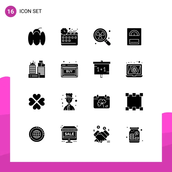 Set Modern Icons Sysymbols Signs Work Office Radioactive Building Heater — Vector de stock
