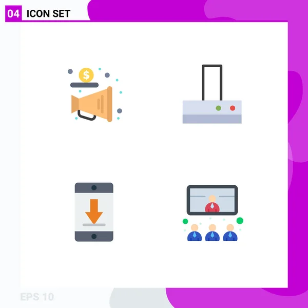 Universal Icon Symbols Group Modern Flat Icons Advertising Devices Money — Stock Vector