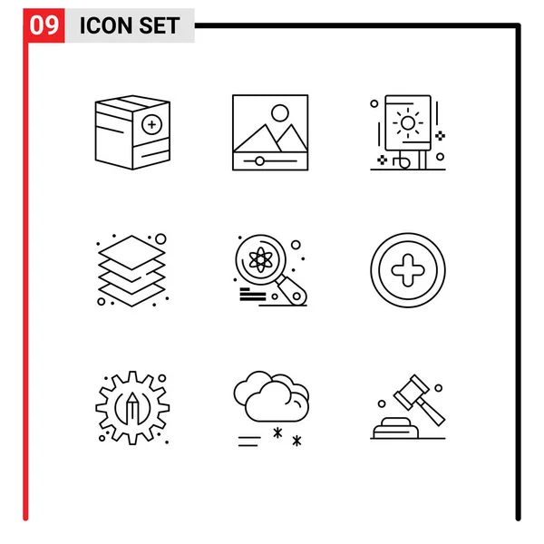 Pictogram Set Simple Outlines Examples Design Celebration Server Layer Editable — 스톡 벡터