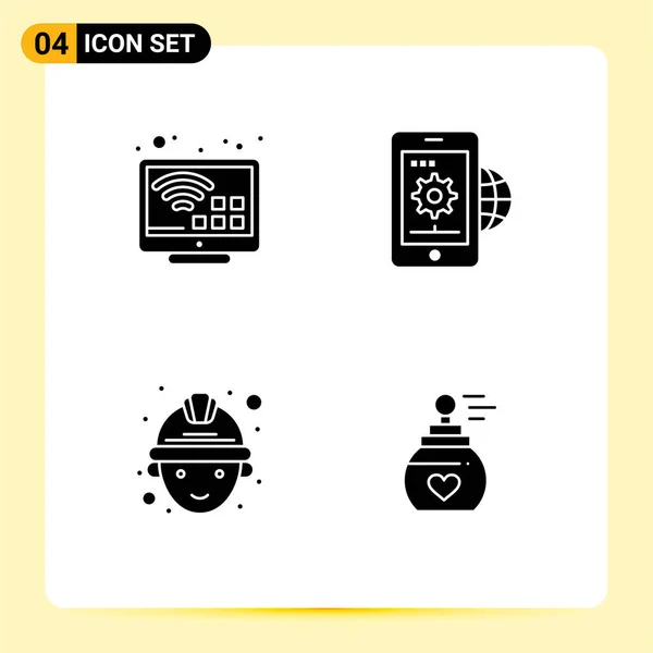 Creative Icons Modern Signs Sysymbols Entertainment Labour Global Business Worker — Vector de stock