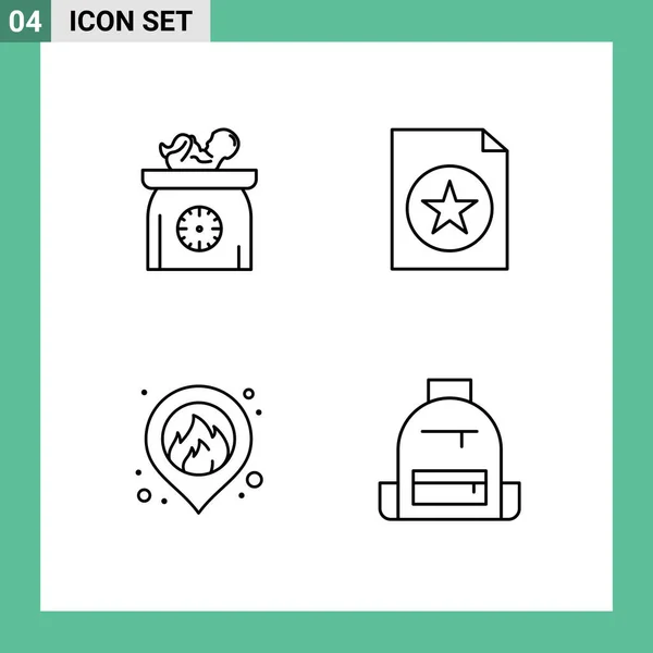 Universal Icon Symbols Group Modern Filledline Flat Colors Weight Location — Stock Vector