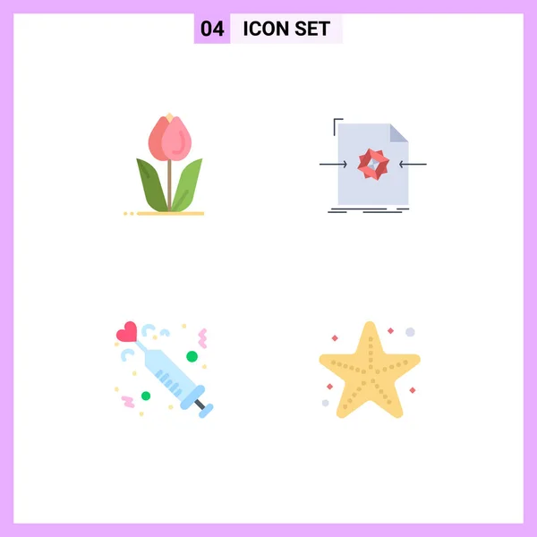 Pictogram Set Simple Flat Icons Flora Drug Nature File Injection — 스톡 벡터