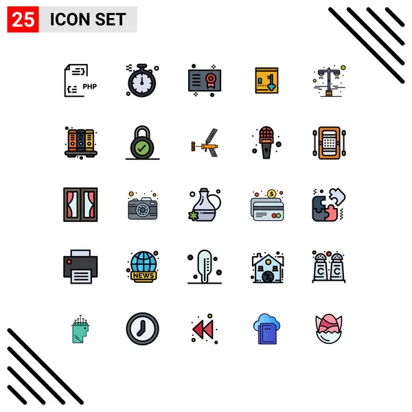 Creative Icons Modern Signs Sysymbols Lamp Lock Academic Degree Locker — Vector de stock