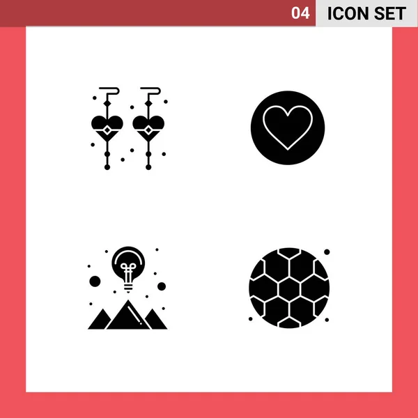 Universal Solid Glyphs Set Web Mobile Applications Custom Earrings Βουνό — Διανυσματικό Αρχείο