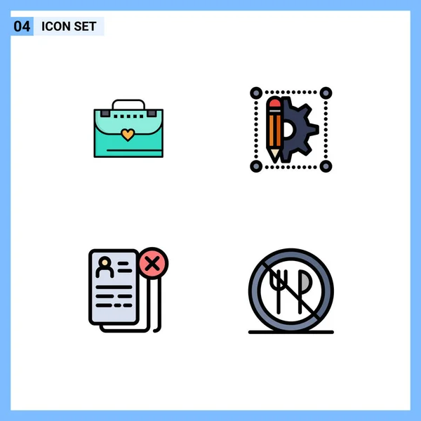 Pictogram Set Van Eenvoudige Filledline Platte Kleuren Van Zak Creatief — Stockvector