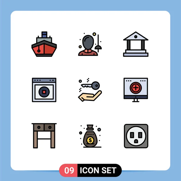 Universal Icon Symbols Group Modern Filledline Flat Colors House Web — Vetor de Stock