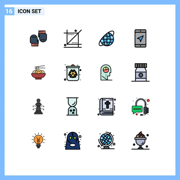 Set Med Moderna Ikoner Symboler Tecken För Nudlar Karta Verktyg — Stock vektor