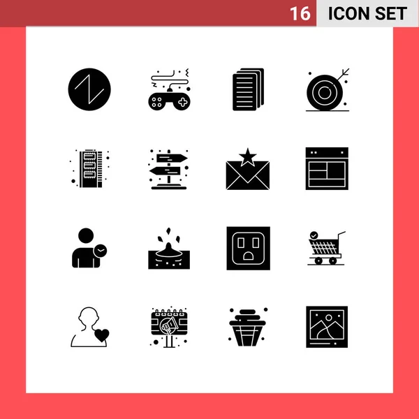 Set Commercial Solid Glyphs Pack Hardware Shooting Business Eye Ambition — Archivo Imágenes Vectoriales