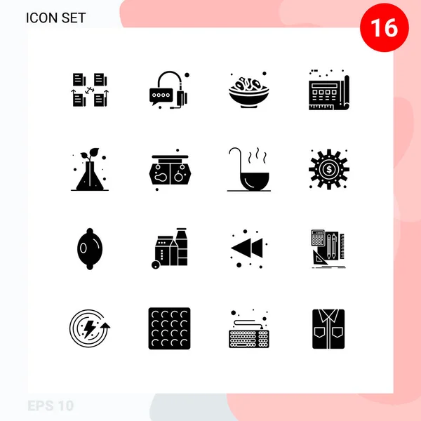 Universal Icon Symbols Group Modern Solid Glyphs Print Drawing Bowl — Stockový vektor