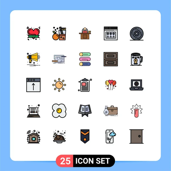 ウェブ インターネット デスク ユーザー 人のための25個のモダンなUiアイコン記号のセット編集可能なベクトルデザイン要素 — ストックベクタ