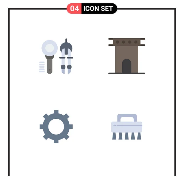 Editable Vector Line Pack Simple Flat Icons Search Monument Tool — Archivo Imágenes Vectoriales