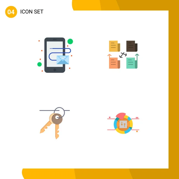 Pack Mit Kreativen Flachen Icons Für Adresse Schlüssel Austausch Daten — Stockvektor